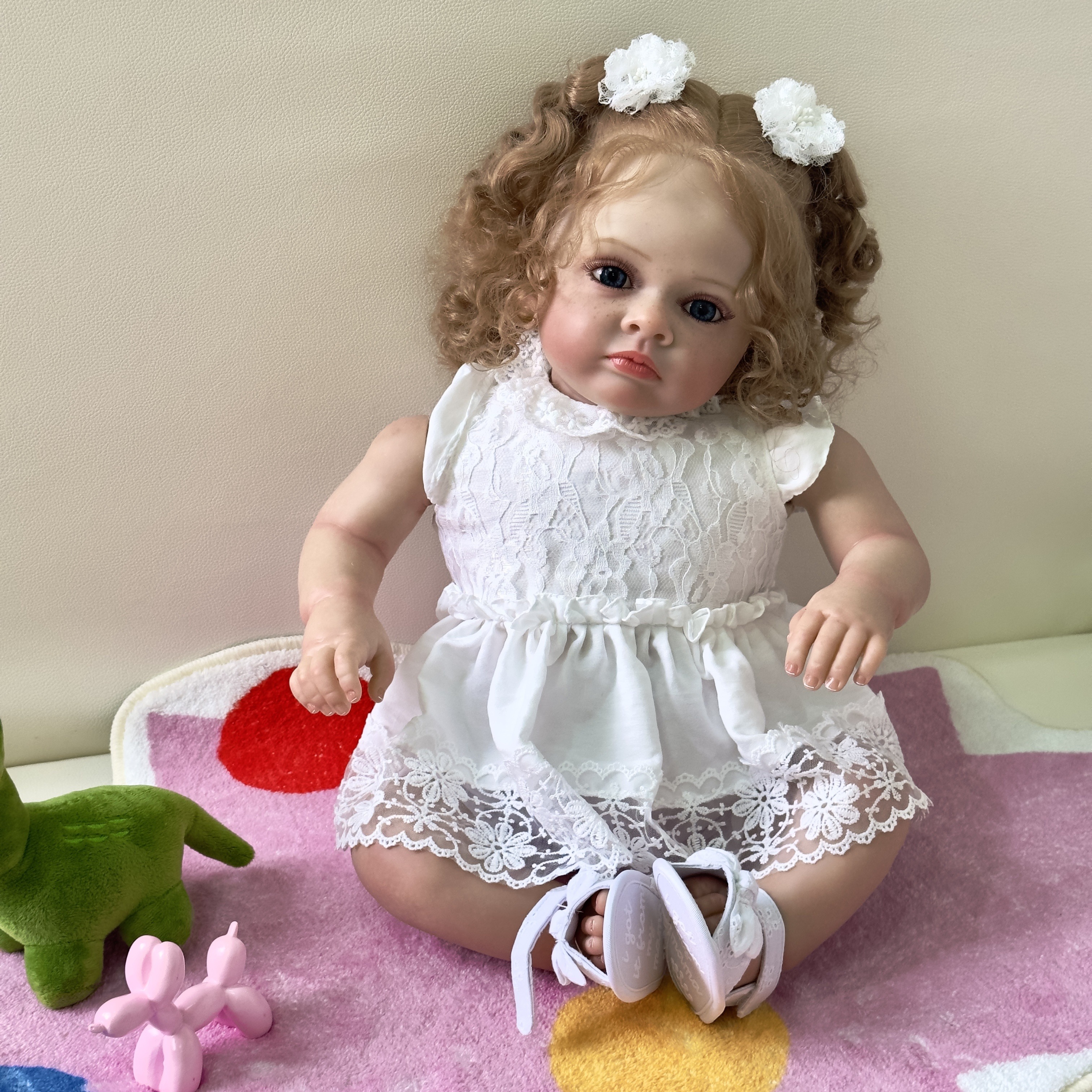 60cm 24 pouces réalistes poupées de bébé reborn avec des cheveux longs  réaliste vinyle