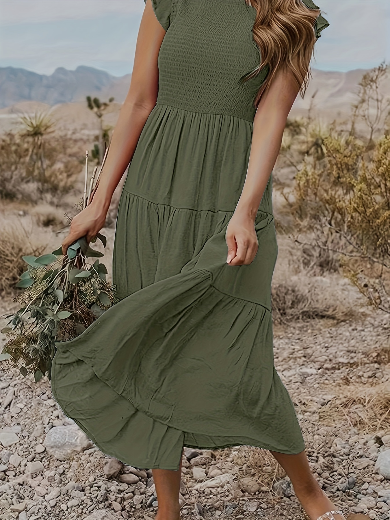 Army green 2024 casual dress