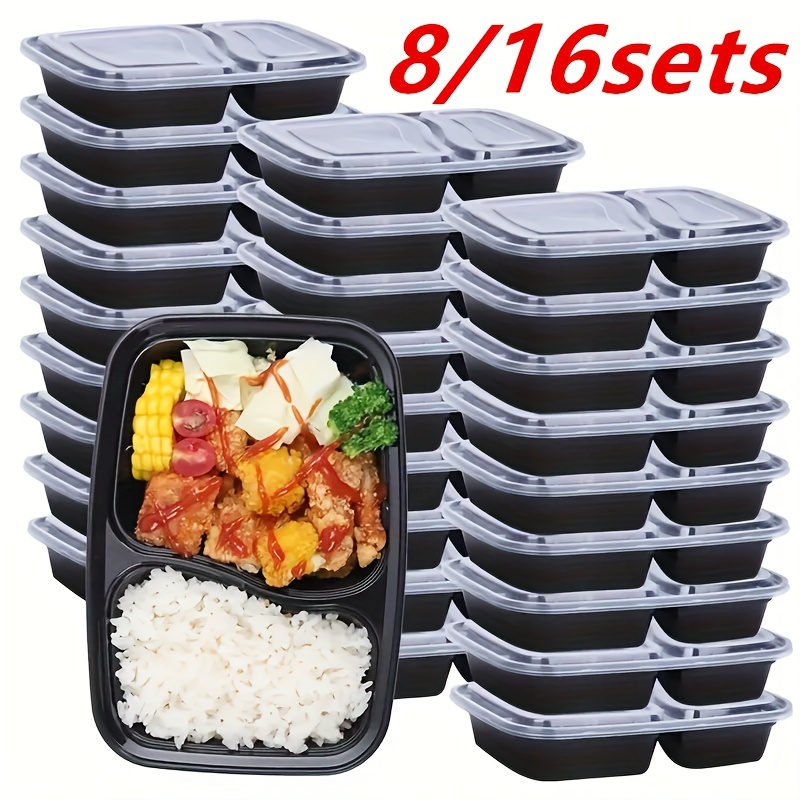 50pcs 30oz Meal Prep Containers 2 Compartment with Lids Food