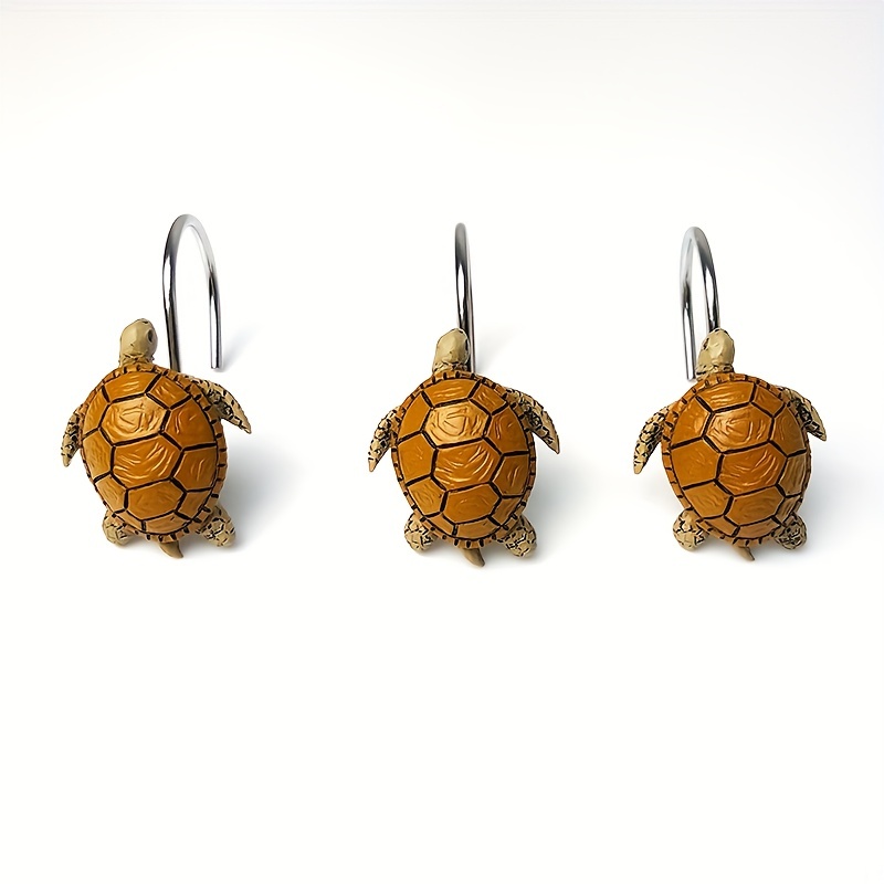 Sea Turtles Shower Curtain Hooks Rings for Bathroom, Metal Shower