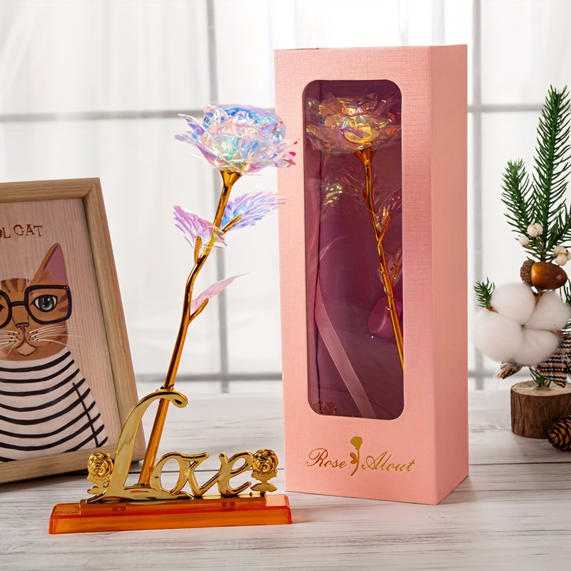 Artificial Rose Flower Gift Golden Foil Rose Simulation - Temu