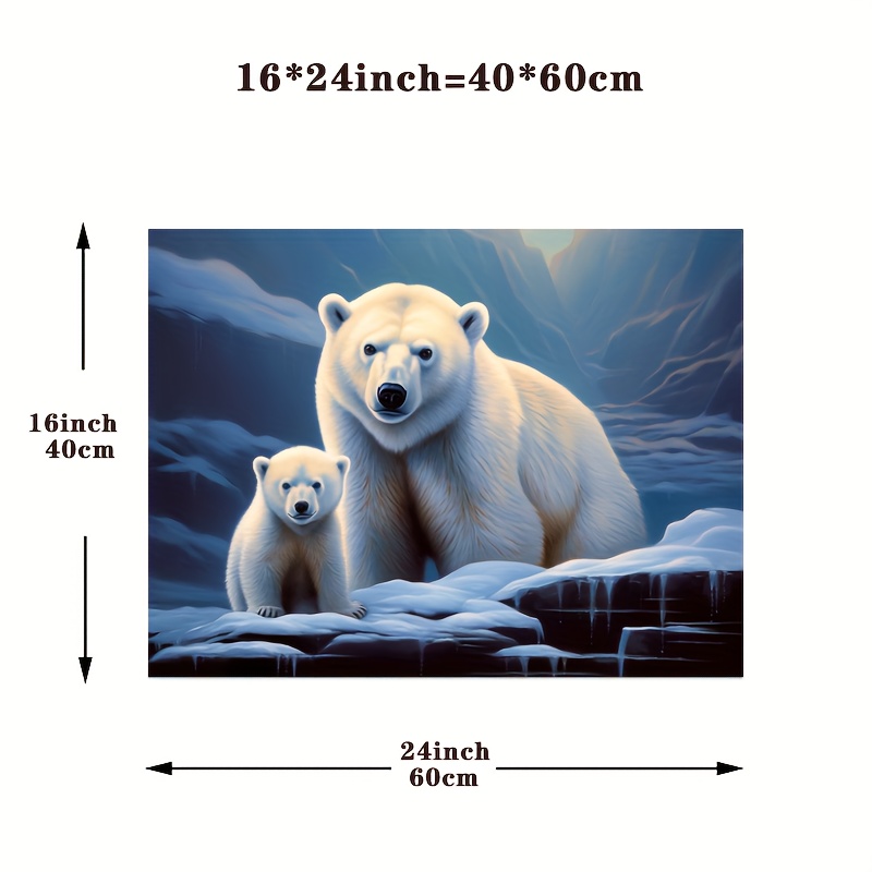Room Artwork | Users Decor New Wall Bear Print Decoration Animal For Shipping Wall 1pc Arctic Wall Painting Framed Free Canvas Temu Poster For Home Bedroom Bathroom Art | Polar Office Canvas Living