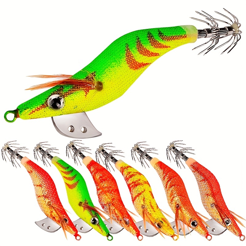 Sea Fishing Wooden Shrimp Squid Hooks Imitation Squid Pin Bait Fishing Gear, Save More With Deals
