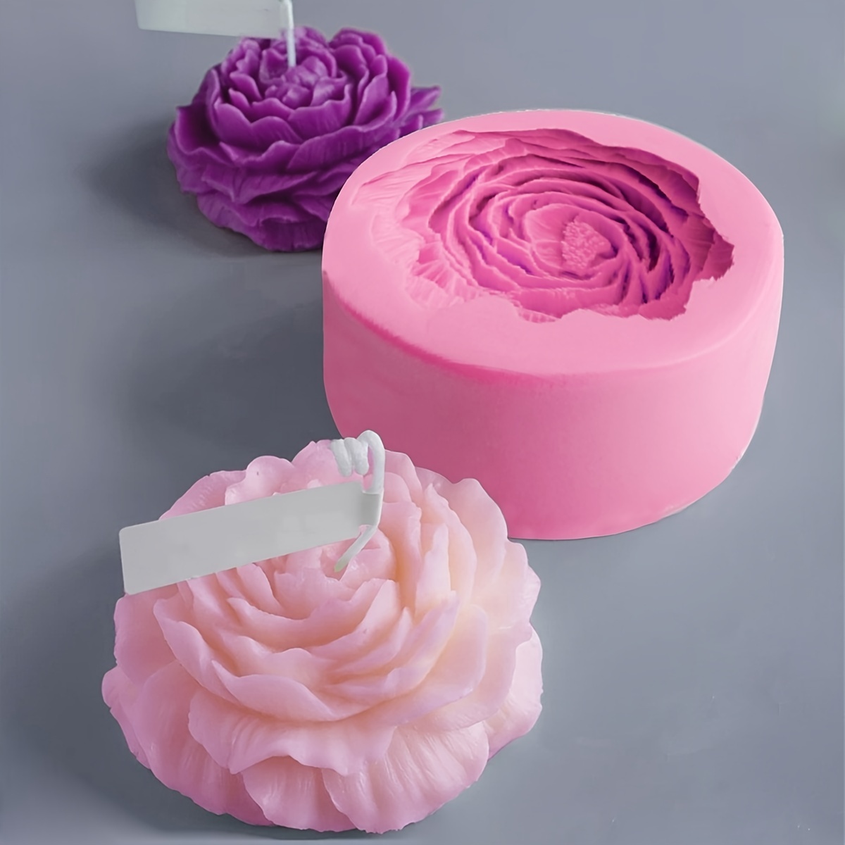 Peony Shape Candle Mold Silicone Flower Candle Mold 3D Handmade Candles  Making Supplies Wedding Gift for Guest Room Table Decor