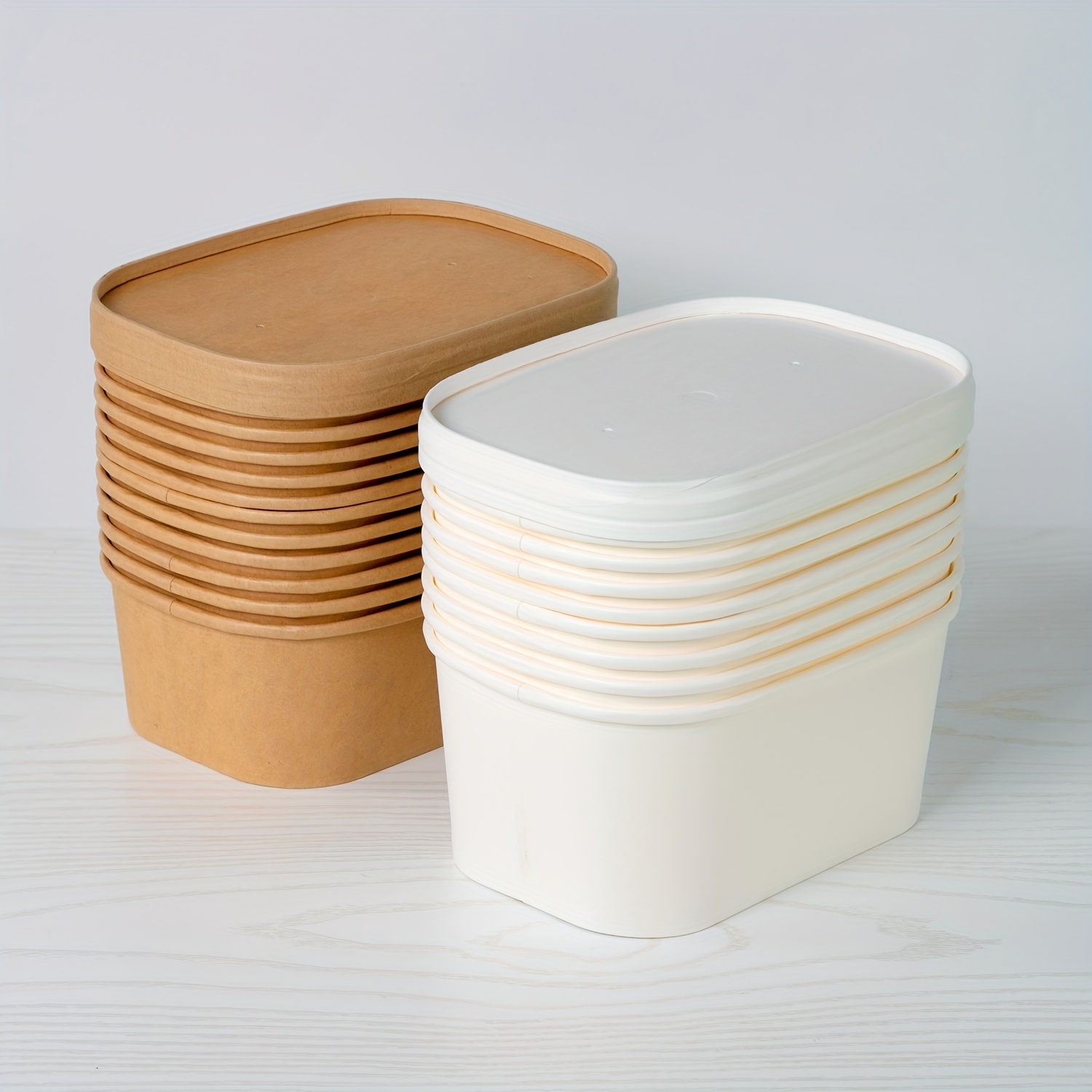 Disposable Paper Bowls Square Thickened Kraft Paper - Temu