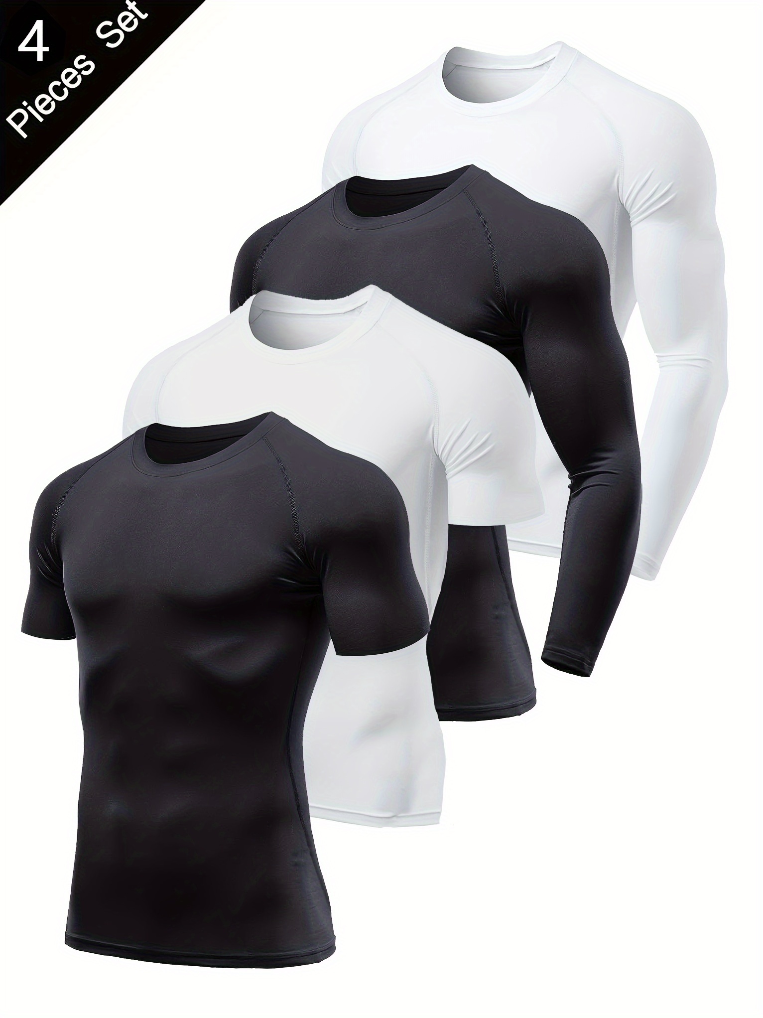 Men's Compression T shirts High Stretch Crew Neck Sweat - Temu