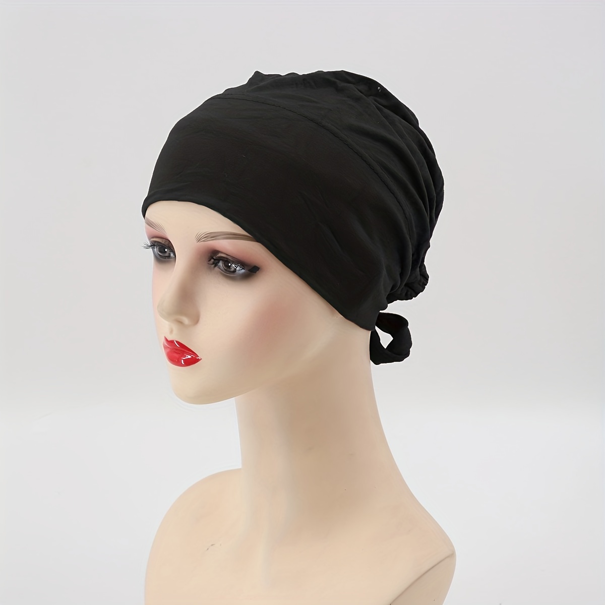 Minimalist Monochrome Undercap Thin Breathable Stretchy Turban Hat Stylish  Non-slip Inner Hijab Cap