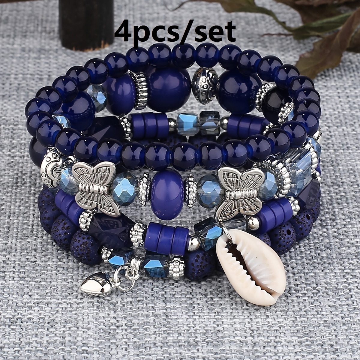 Mens blue deals beaded bracelets