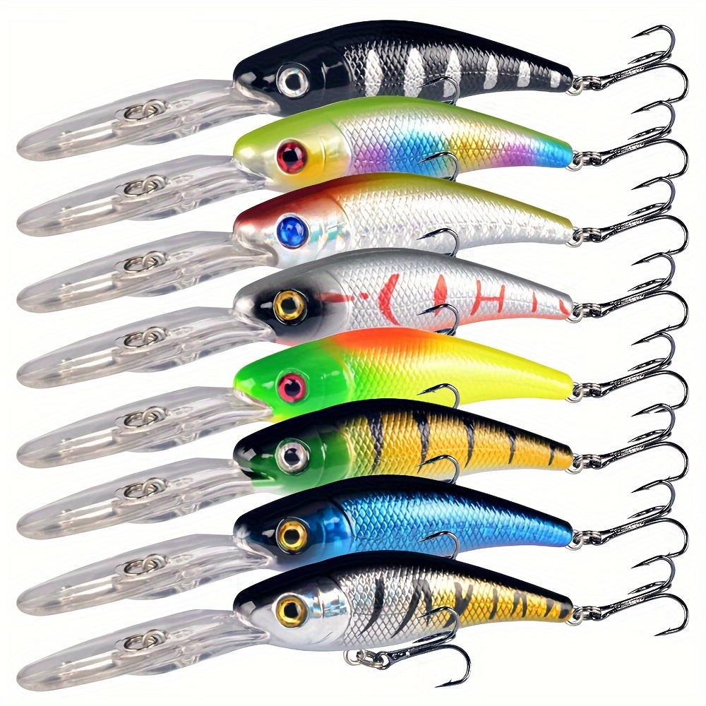 Long Tongue Fishing Lure Minnow Bait With Two Treble Hooks - Temu