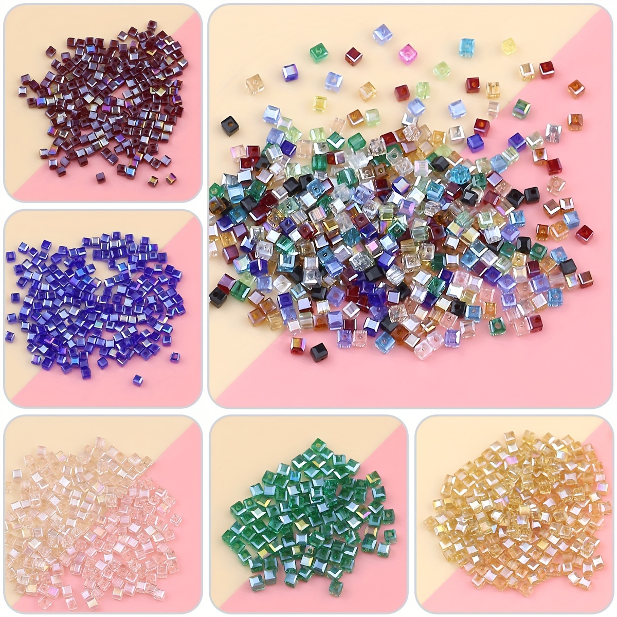 15 Colors 750Pcs/Box Faceted Glass Crystal Beads Bulk-6MM Round Ball Glass  Beads Loose Beading for DIY Jewelry Beads Accessories