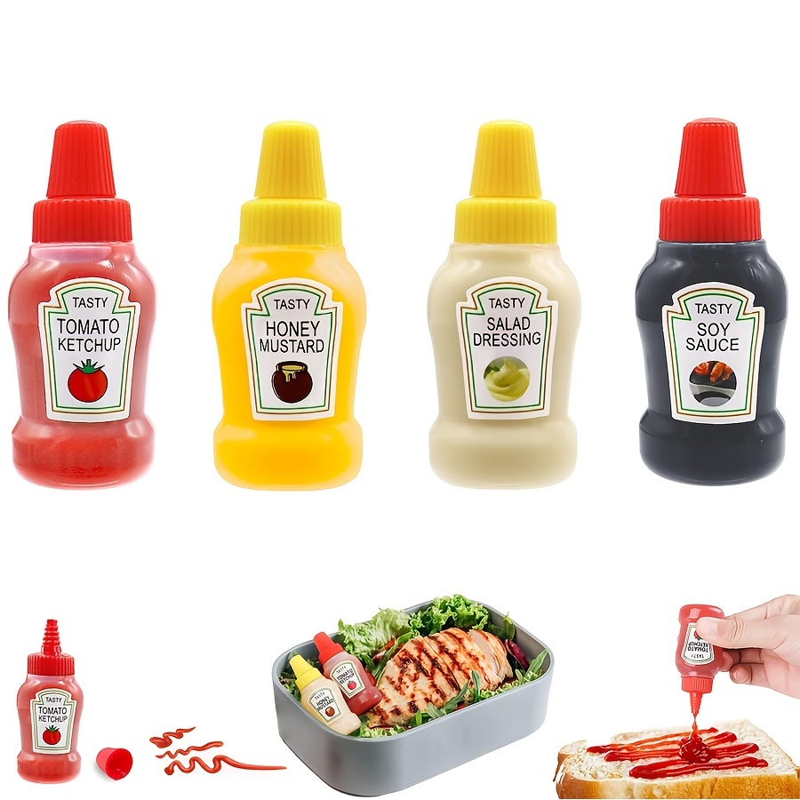4pcs Mini 4-color Ketchup Bottle, Condiment Squeeze Bottle, Portable Lunch  Sauce Container Bottle, For Tomato Sauce, Adult Condiment Squeeze Bottle,  Sauce Honey Mini Squeeze Bottle, Salad Dressing