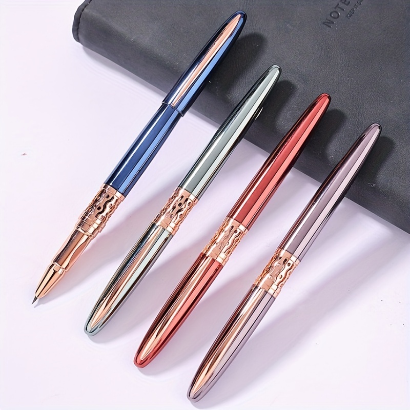 

1pc Metal Hollowed Out Pen With A Dark Tip Of 0.38 For Upright Writing And Calligraphy Practice. Adult Dark Pointed Iridium Gold Pen Can Replace A 2.6mm Ink Bag