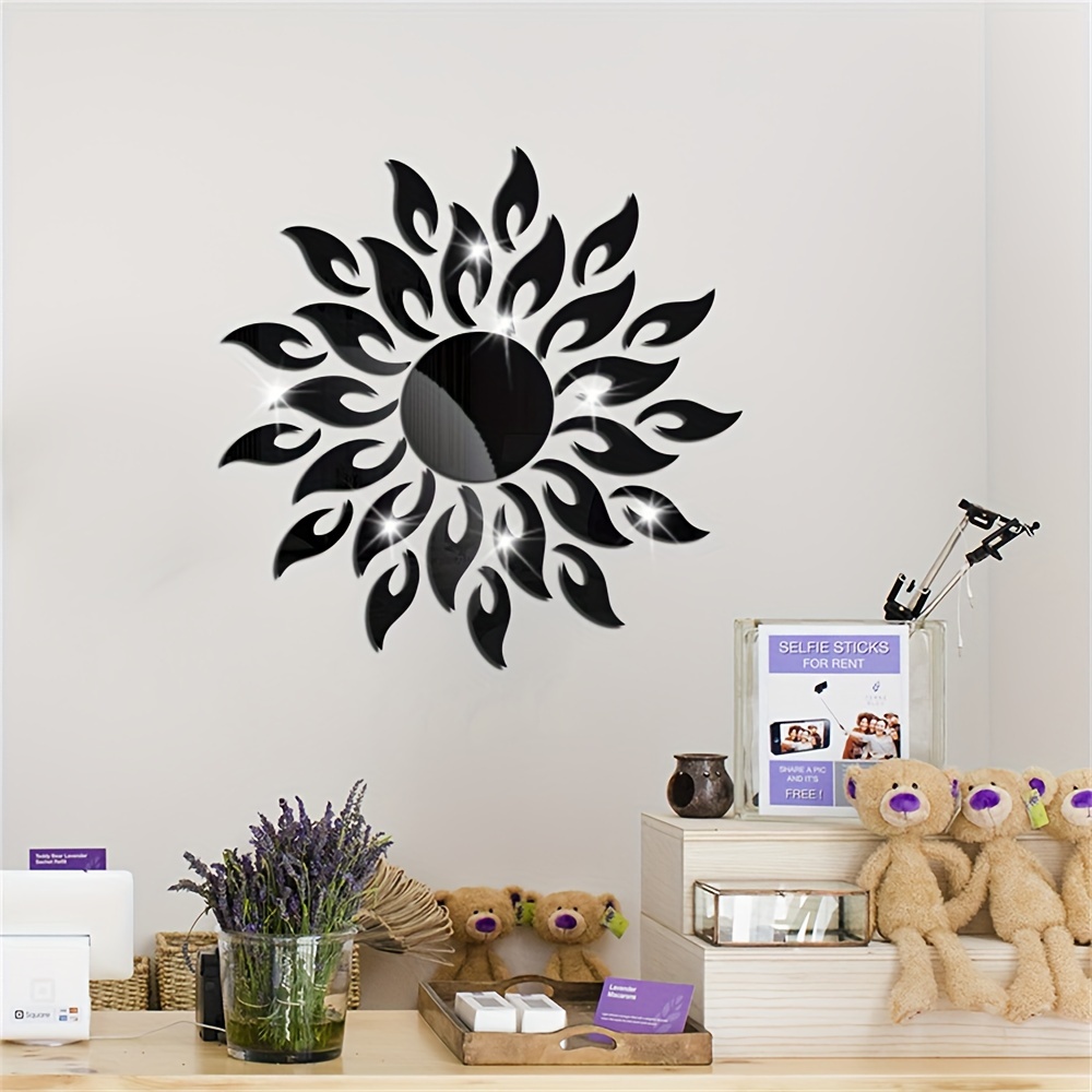 three dimensional sun flower acrylic   sticker   decoration self   wall sticker wall   tile bedroom installation diy self   double layer thickened   home details 10