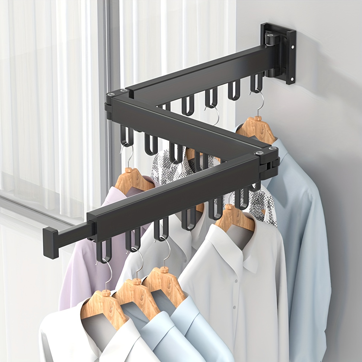 Clothes Drying Rack Windproof Hanger Hole Foldable Hook - Temu