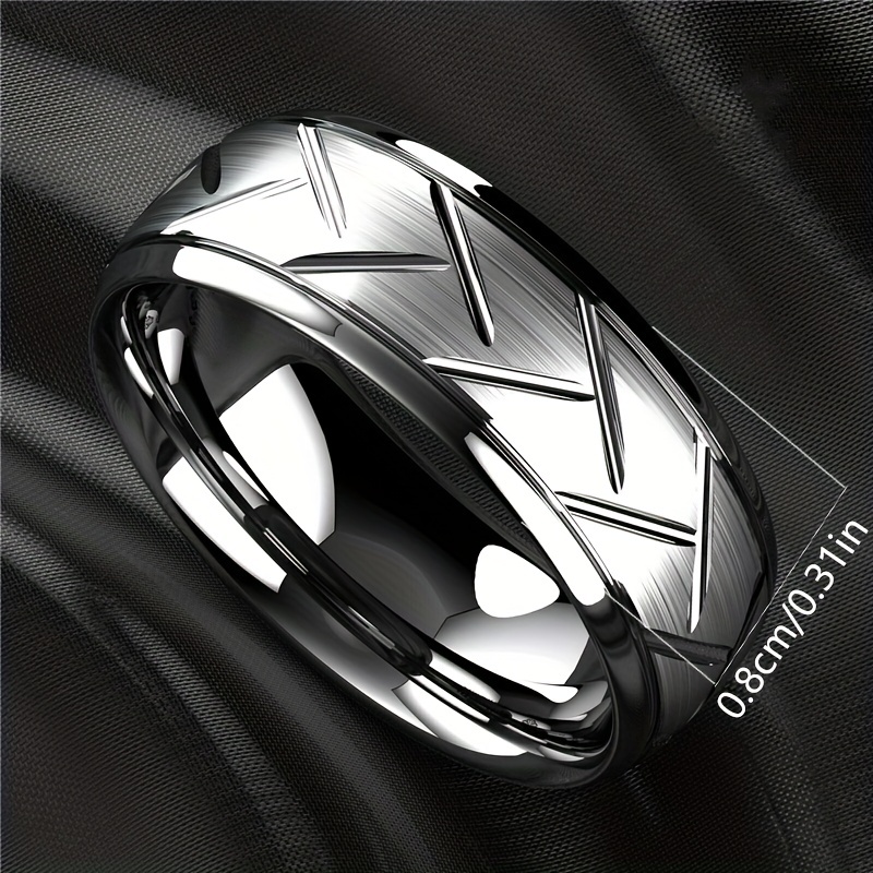 Stainless Steel Rings for Men Wedding Ring Cool Simple Band 8mm Width 3Pcs  A Set