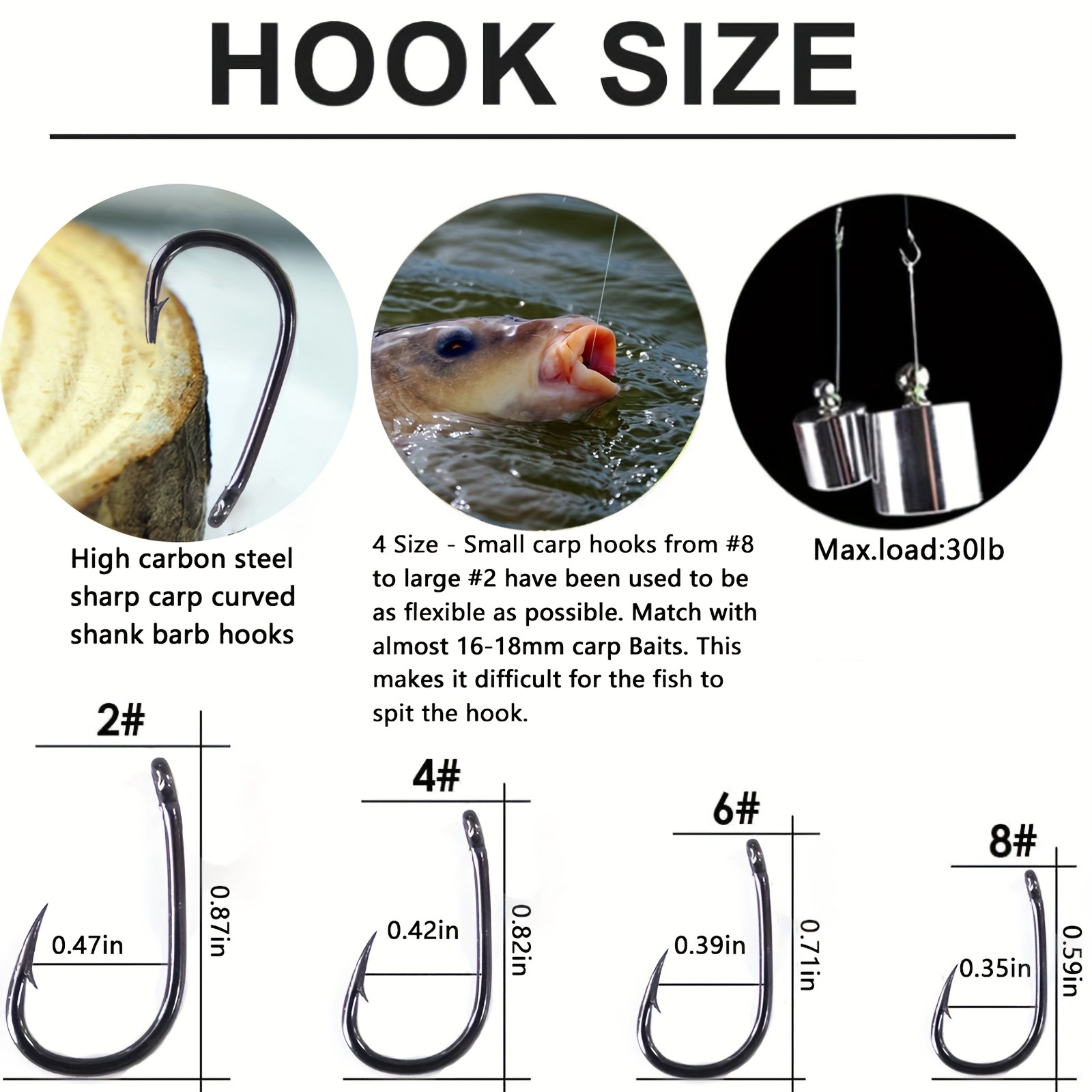 Carp Fishing Hair Rigs Kit, 24pcs Curve Carp Hooks Carp Fishing