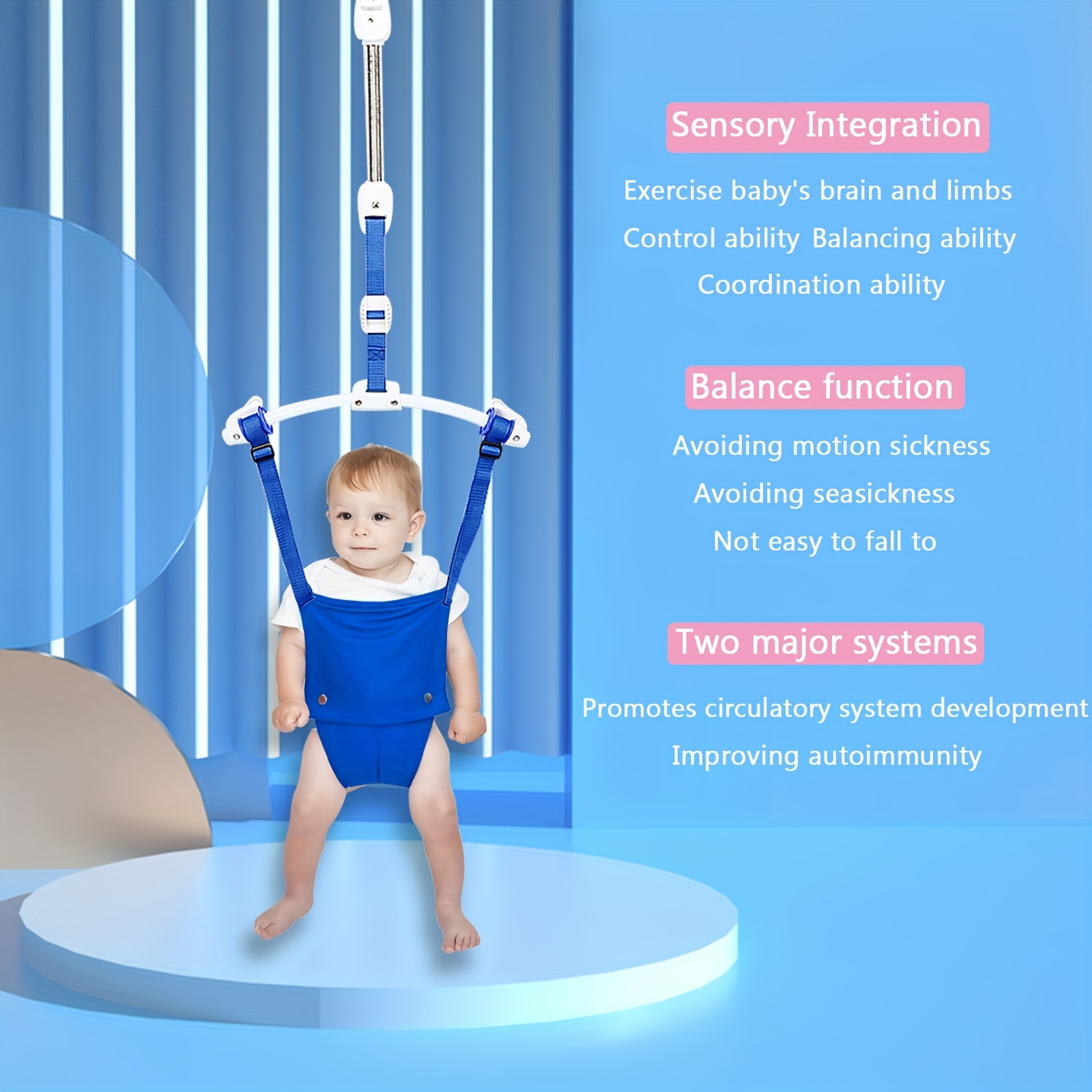  Columpio para bebé y niño pequeño, hamaca de lona para bebé para  interiores y exteriores, con cinturón de seguridad y accesorios de montaje,  silla colgante de madera para bebés de hasta