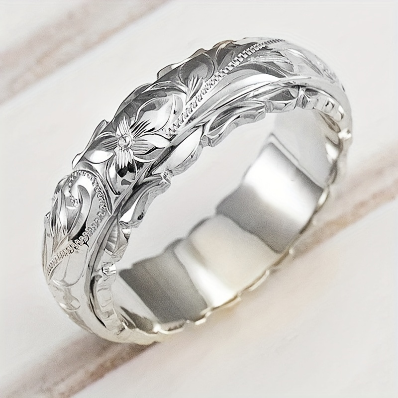 Retro Carved Rose Ring Flower Irregular Women's Ring