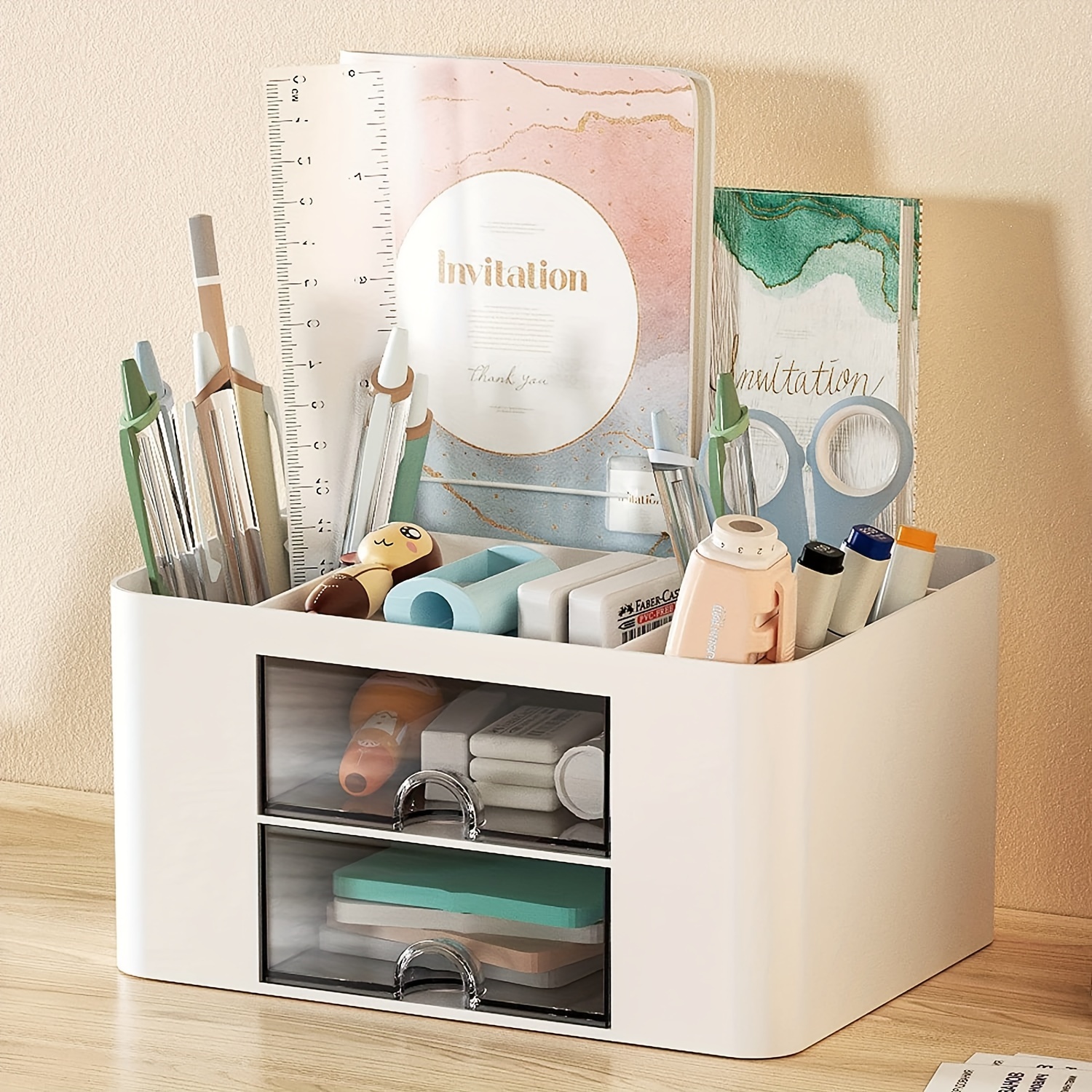 1pc Rotary Storage Box With Drawers For Desk Stationery, Office