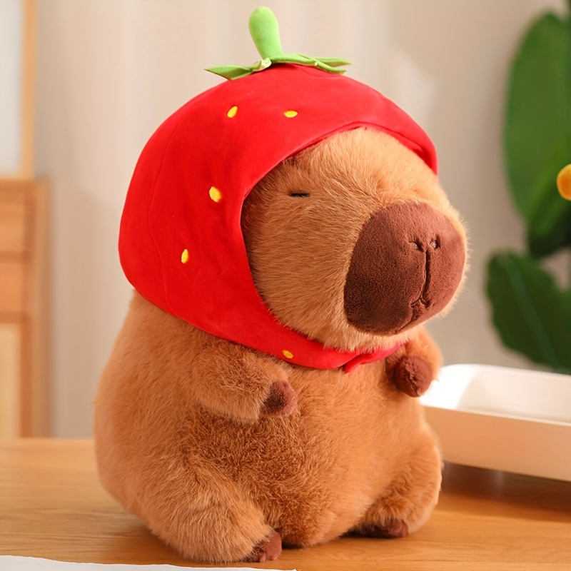 Capybara Wearing Strawberry Headbands Plush Toy Simulation - Temu Canada