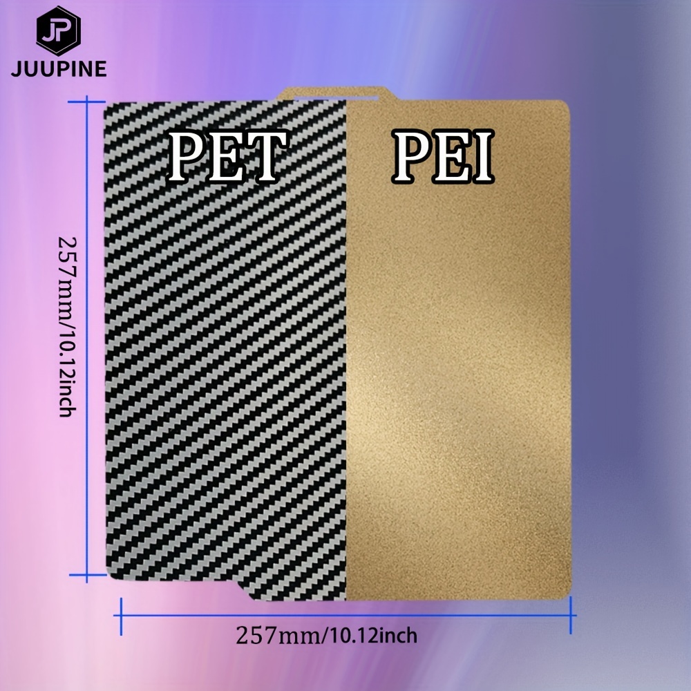  FYSETC 3D Printer Part BambuLab P1P X-Carbon Hot Bed Upgrade:  Double Textured PEI Sheet 258x258mm/10.15inch Flexible Removable Spring  Steel Build Plate - Print Bed Cover for PLA PETG TPU Filament 
