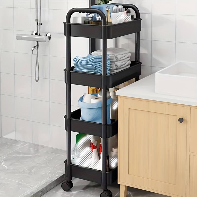 Bathroom Storage Rack Wheel Multi Layer Rolling Utility Cart - Temu