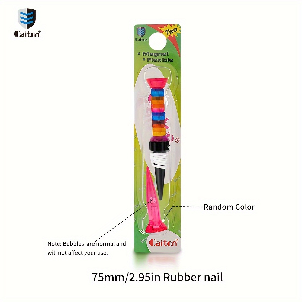 TEMU Caiton 1pc Random Color 75mm/2.95in Magnetic Golf Tee, 360° Flexible Magnet Tee With Metal Spike Or Rubber Spike Option, Reusable Golf Tee