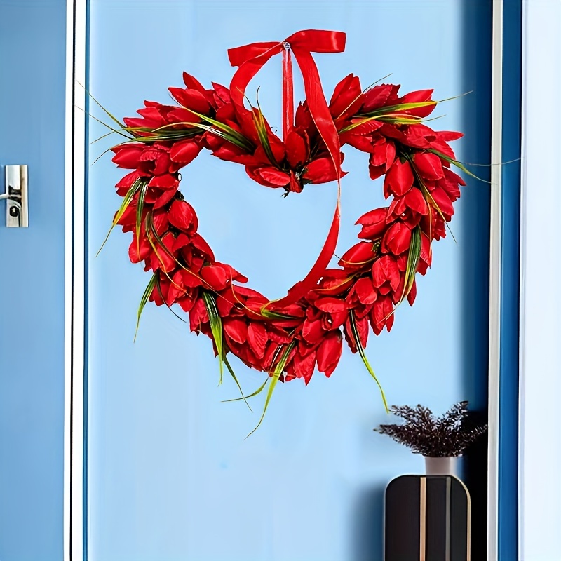 Tulip Heart Wreath for Front Door Valentine's Day Decor -  in