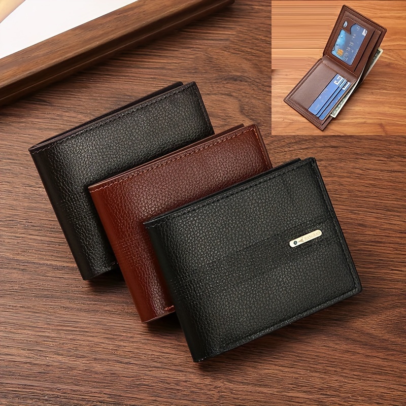 Mens Leather Short Wallet Money Clip Multi Card Card Holder Ultra Thin  Plaid Horizontal Wallet Coin Purse Gift For Men - Bags & Luggage - Temu