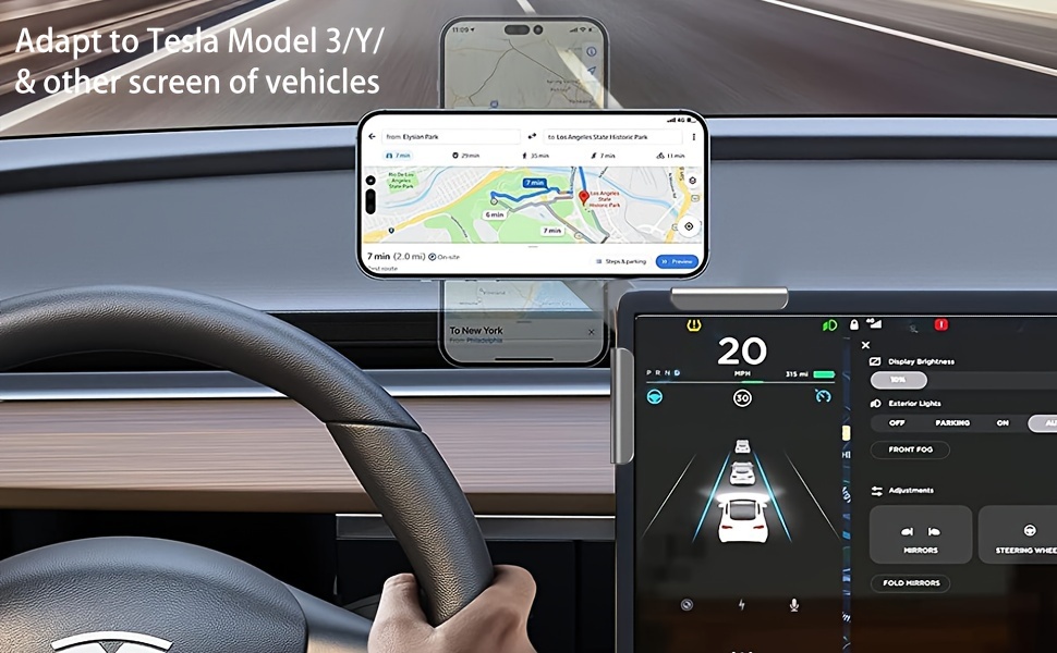 Phone Mount For Tesla Model 3/Y, Magnetic Car Screen Phone Mount For IPhone 15, 14, 13 Series And All Phones With Magnetic Case Foldable Phone Holder_voghion.com