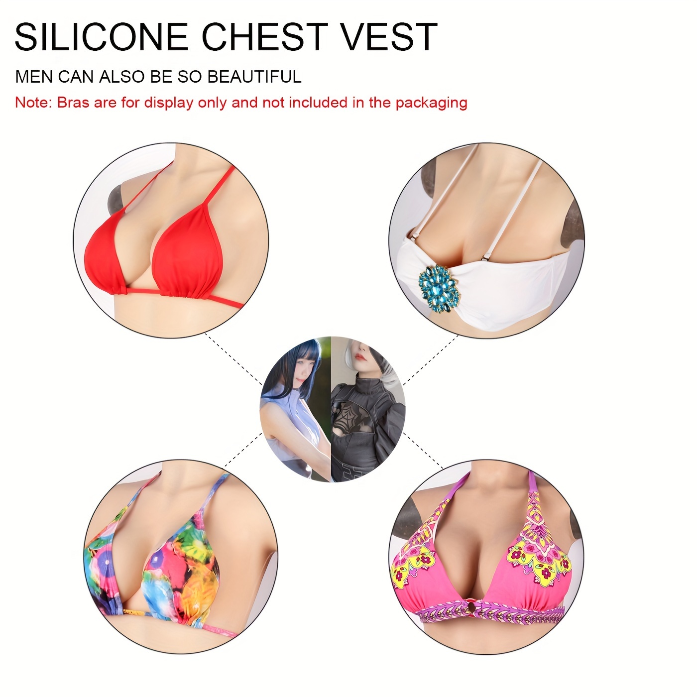 1pc Realistic Silicone Breast Vest C/D/G Cup, Suitable For Cosplay