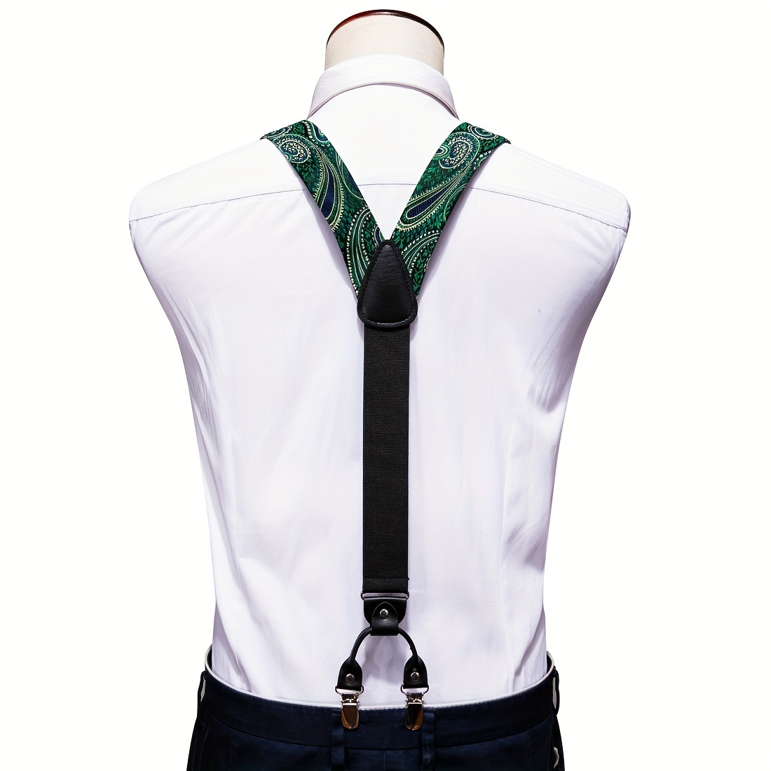 Barry Wang Mens Suspenders Tie Set Adjustable Clips Y Type Suspender And  Necktie Handkerchief Cufflinks Set Formal Casual Gray Green Red Golden, Check Out Today's Deals Now