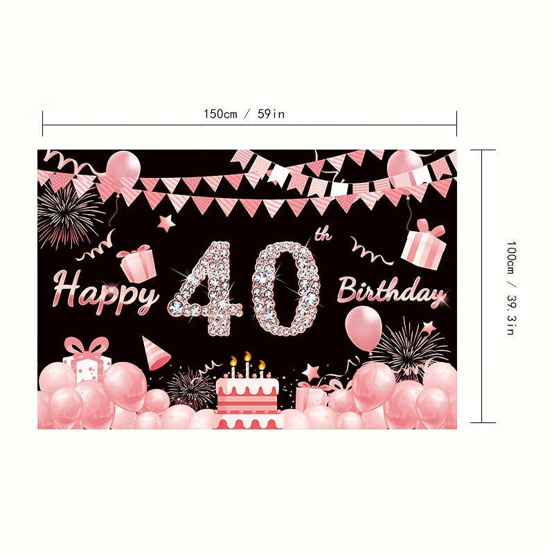 1 Pancarta 40 Cumpleaños Decoración Fondo Mujer Purpurina - Temu