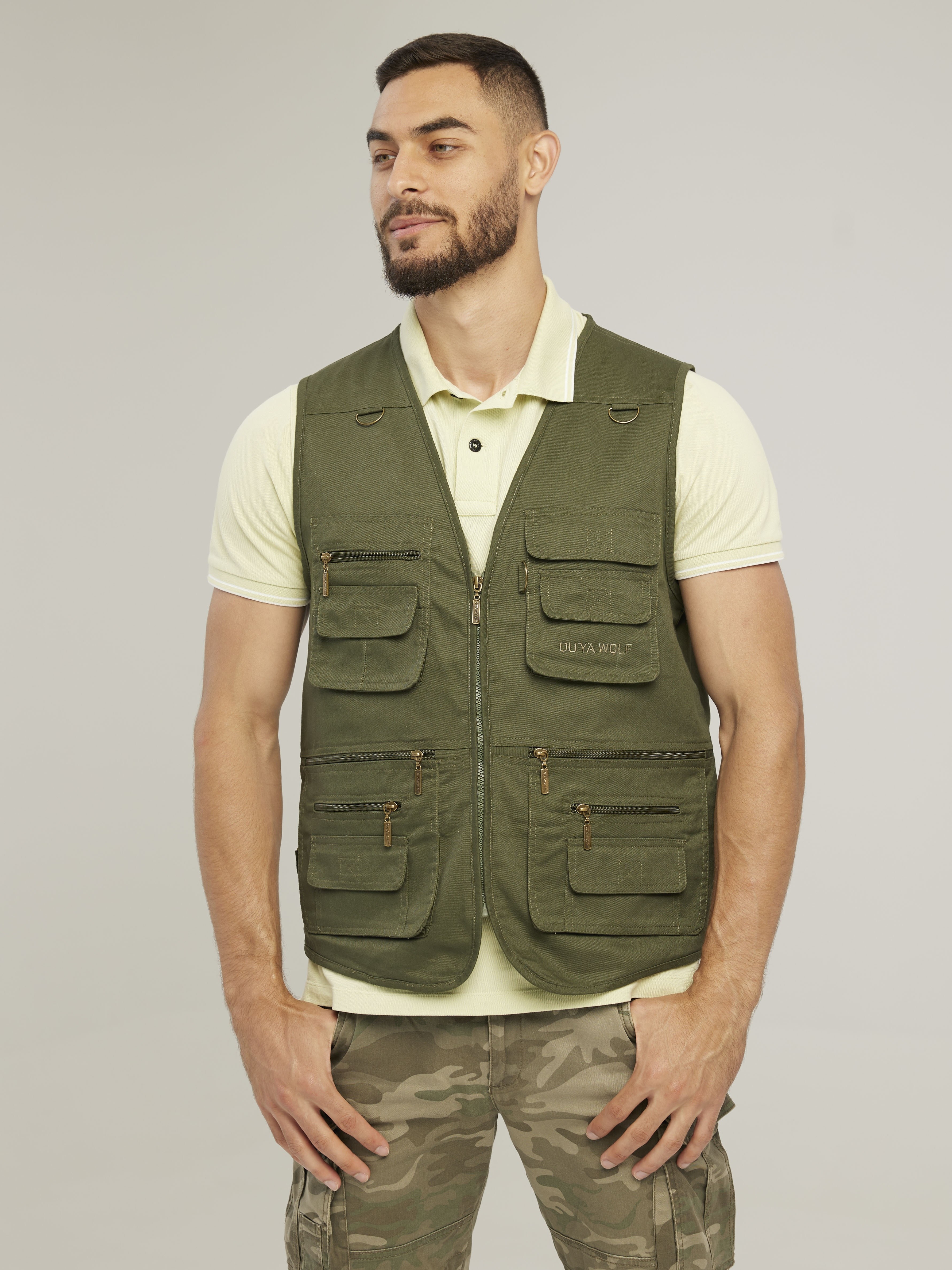 Zipper Pockets Cargo Vest Men's Casual Outwear Zip Vest - Temu Germany