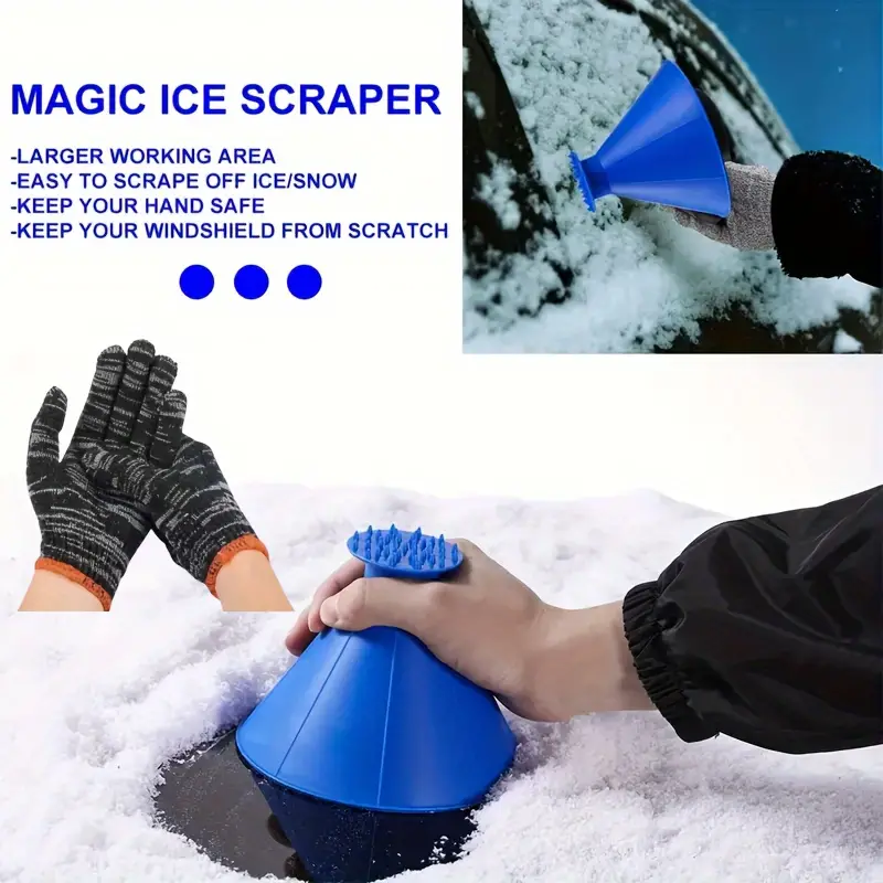 Car Windshield Ice Scraper Funnel Cone Car Snow Remover+warm - Temu
