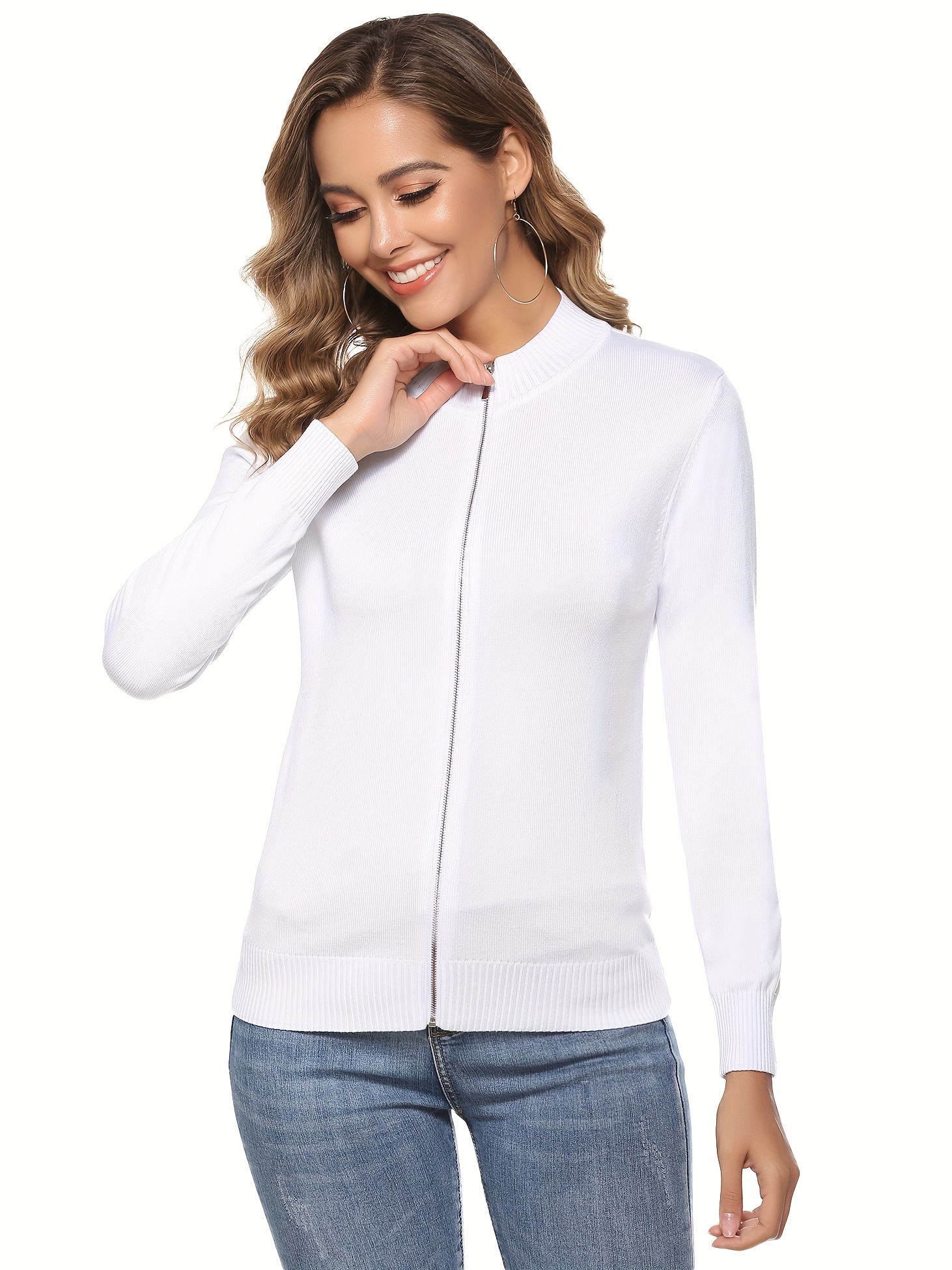 Ladies white shop zip up cardigan