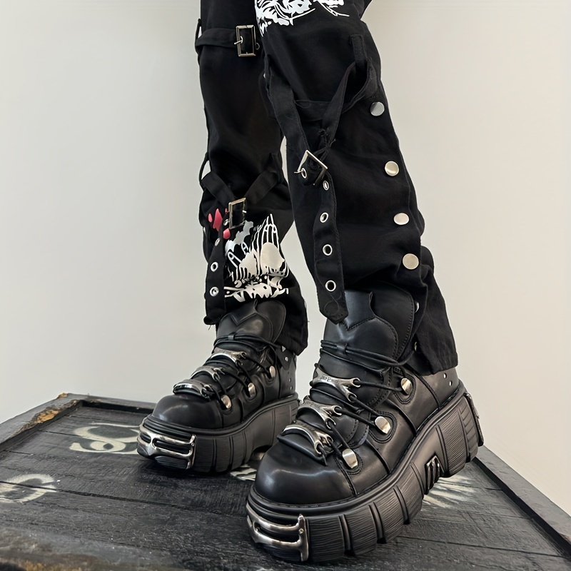 women's y2k style punk rock platform sneakers solid color - Temu