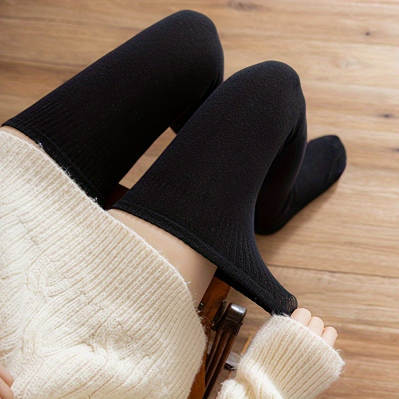Women&#39;s Casual Thigh High Socks, Plus Size Solid All-match Warm &amp; Comfort Over The Knee Socks