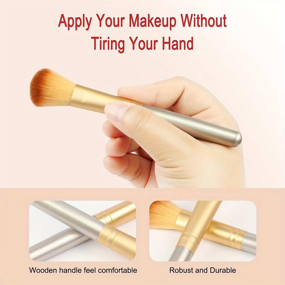 Champagne Color Make up Brush Set Make up Tool Foundation - Temu