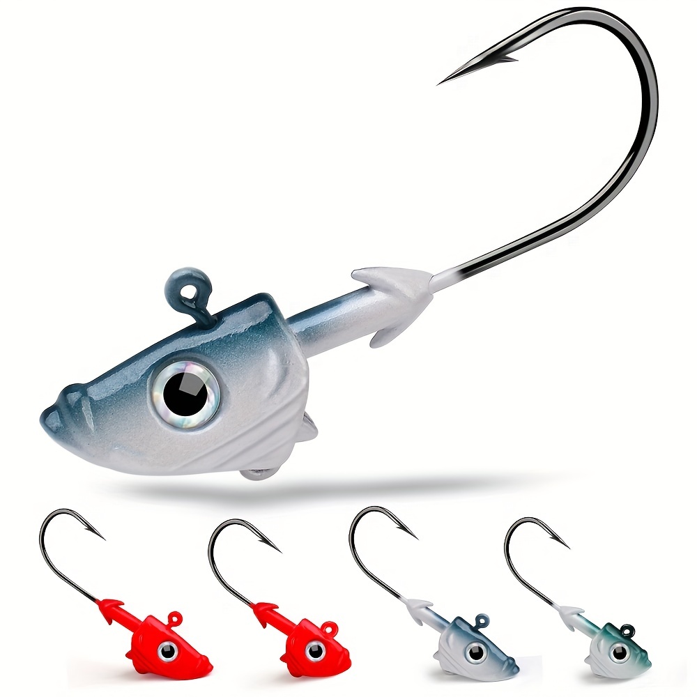AGadget Pack of 10 Weighted Jig Head Hooks with Ball Head Both Saltwater  and Freshwater Fishing Lures