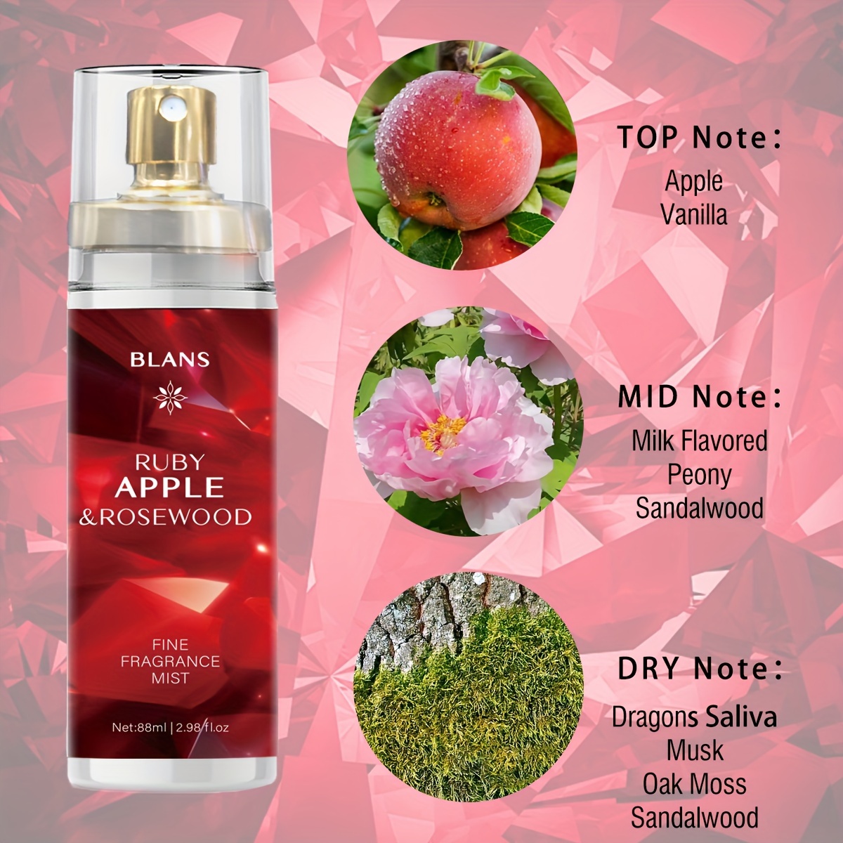 Rosewood Body Fragrance Mist For Women,notes Of Vanilla And