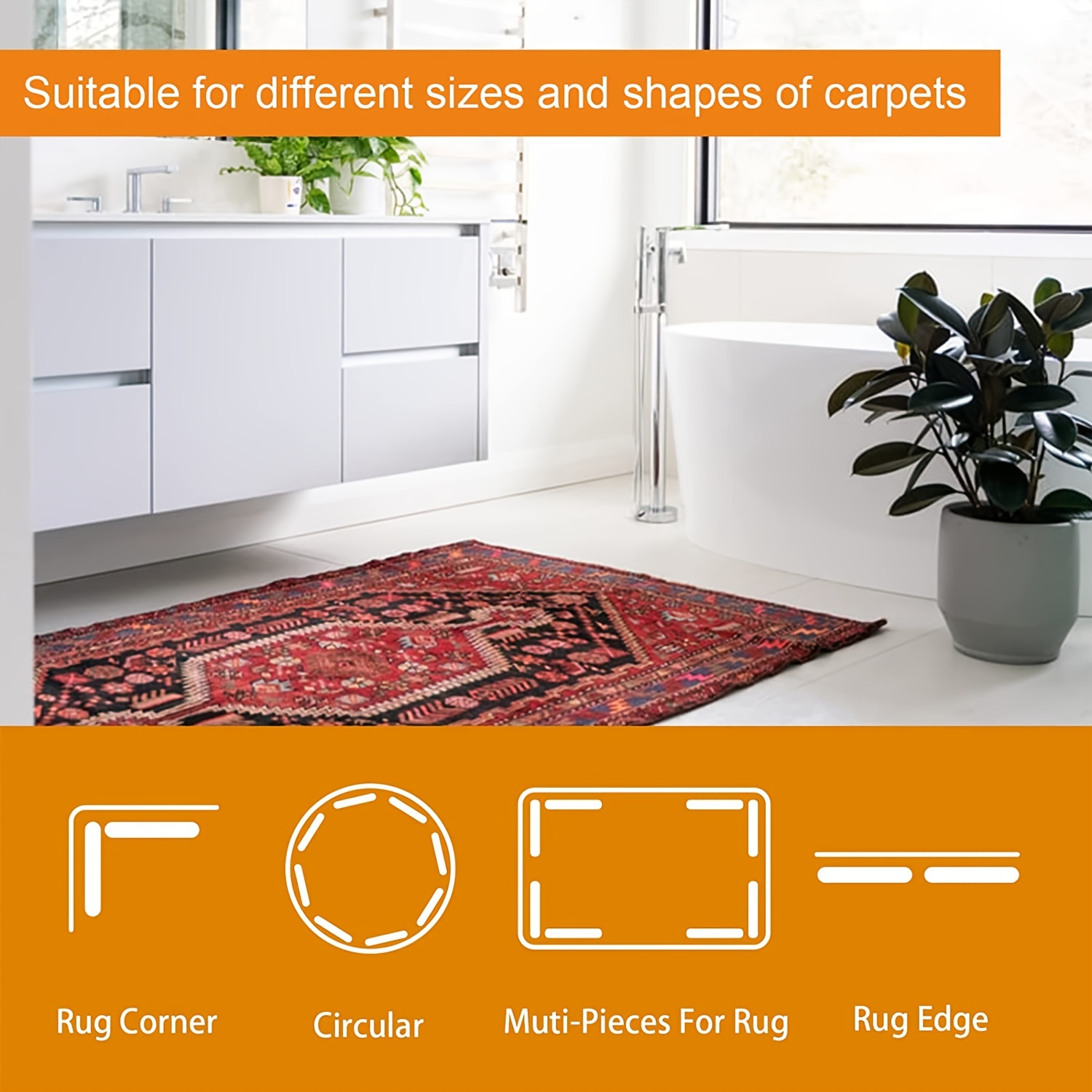 4/8pcs High Quality Non-slip Anti-drill Carpet Stickers Suitable For Living  Room Dining Room Bathroom Rugs, Prevent Rugs From Moving And Rolling Edges