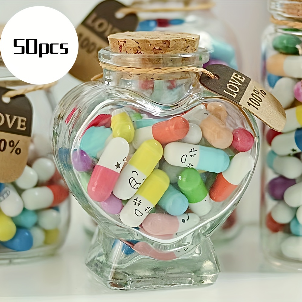 A Set Of Glass Jars A Cute Jar Filled With Hearts And A Glass