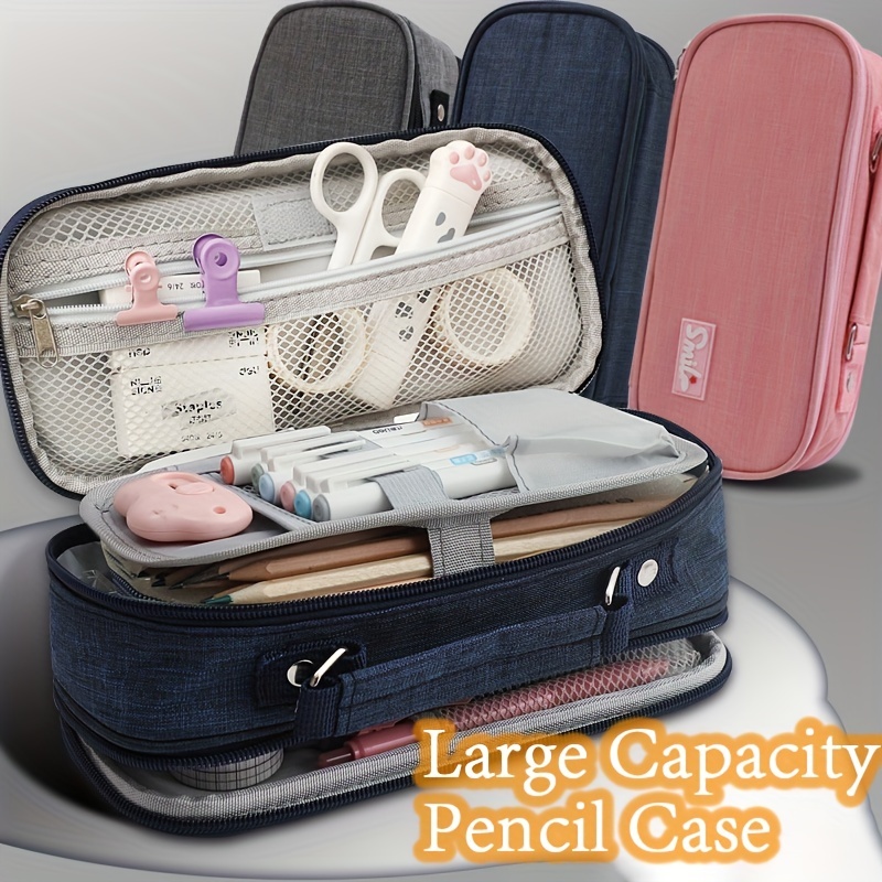 Large Pencil Case Durable Pen Pouch Big Capacity Portable - Temu