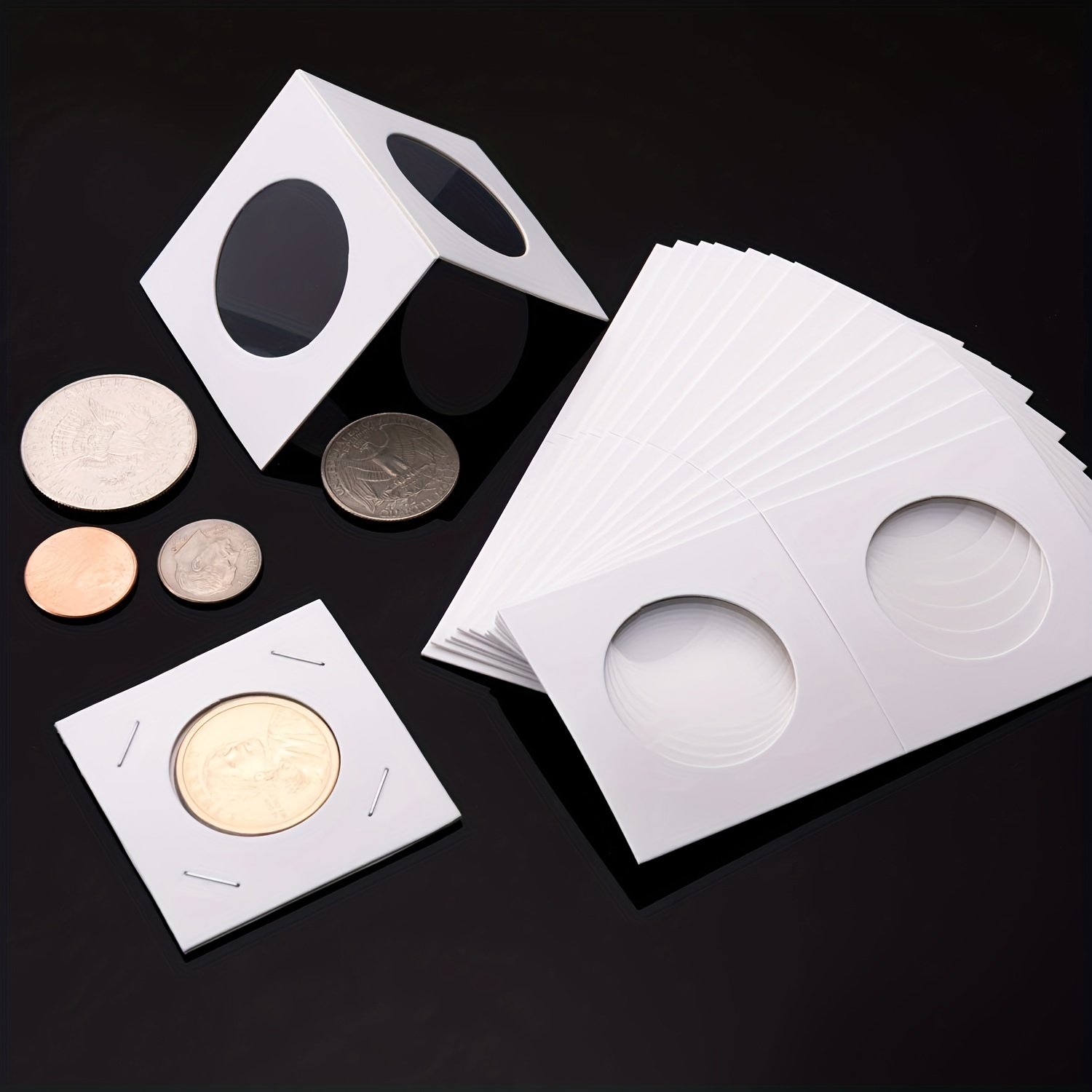300-1200pcs Coin Collectors' Sleeves with Flip Cover