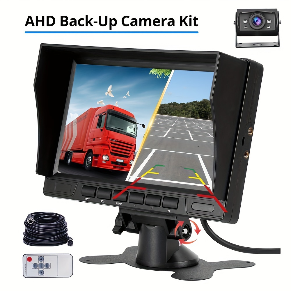 Ⅱ Kit de sistema de cámara digital inalámbrica de respaldo, HD 1080P e IP69  impermeable cámara de visión trasera inalámbrica + monitor táctil DVR de 7