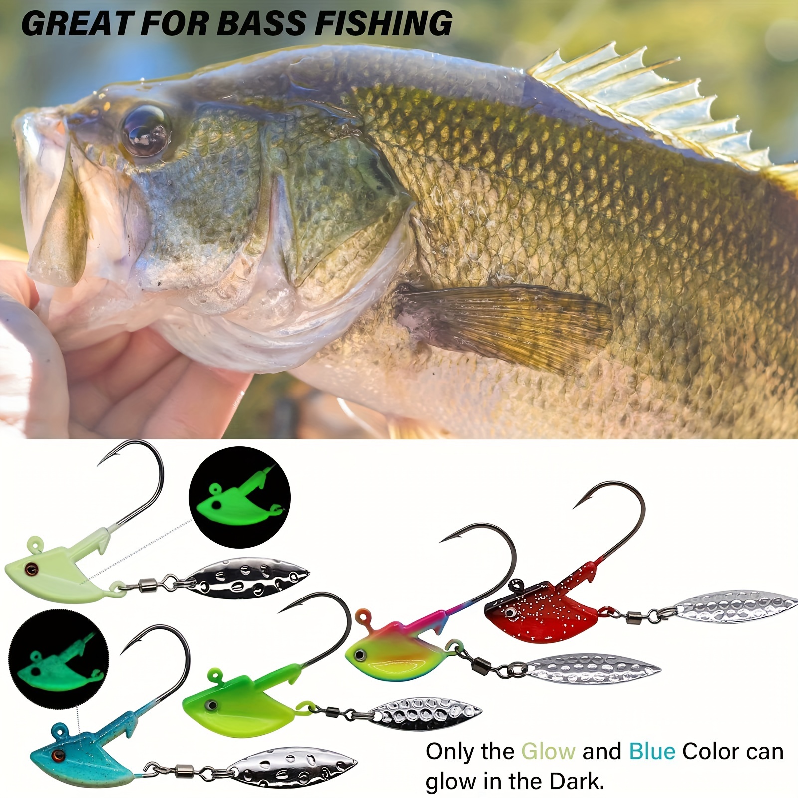 Dovesun Fishing Jig Heads Underspin Jig Heads with Willow Blade