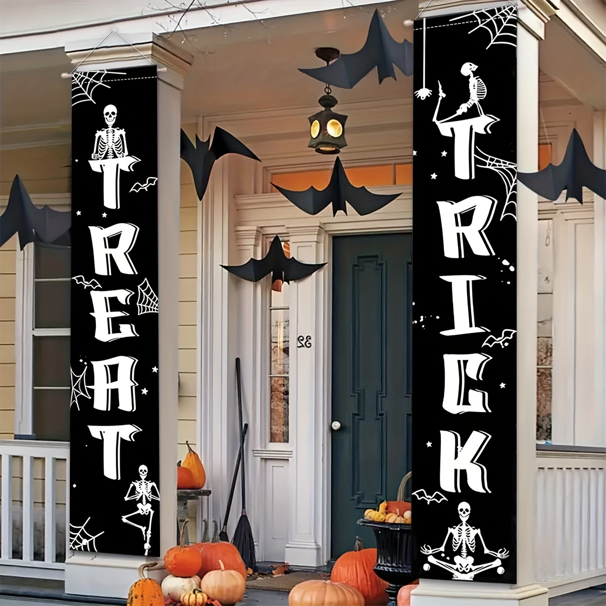 2pcs, Halloween Decorations Porch Banners Welcome Sign, Happy Halloween  Door Banners For Home Front Door Yard Farmhouse Garden Outdoor Indoor  Holiday