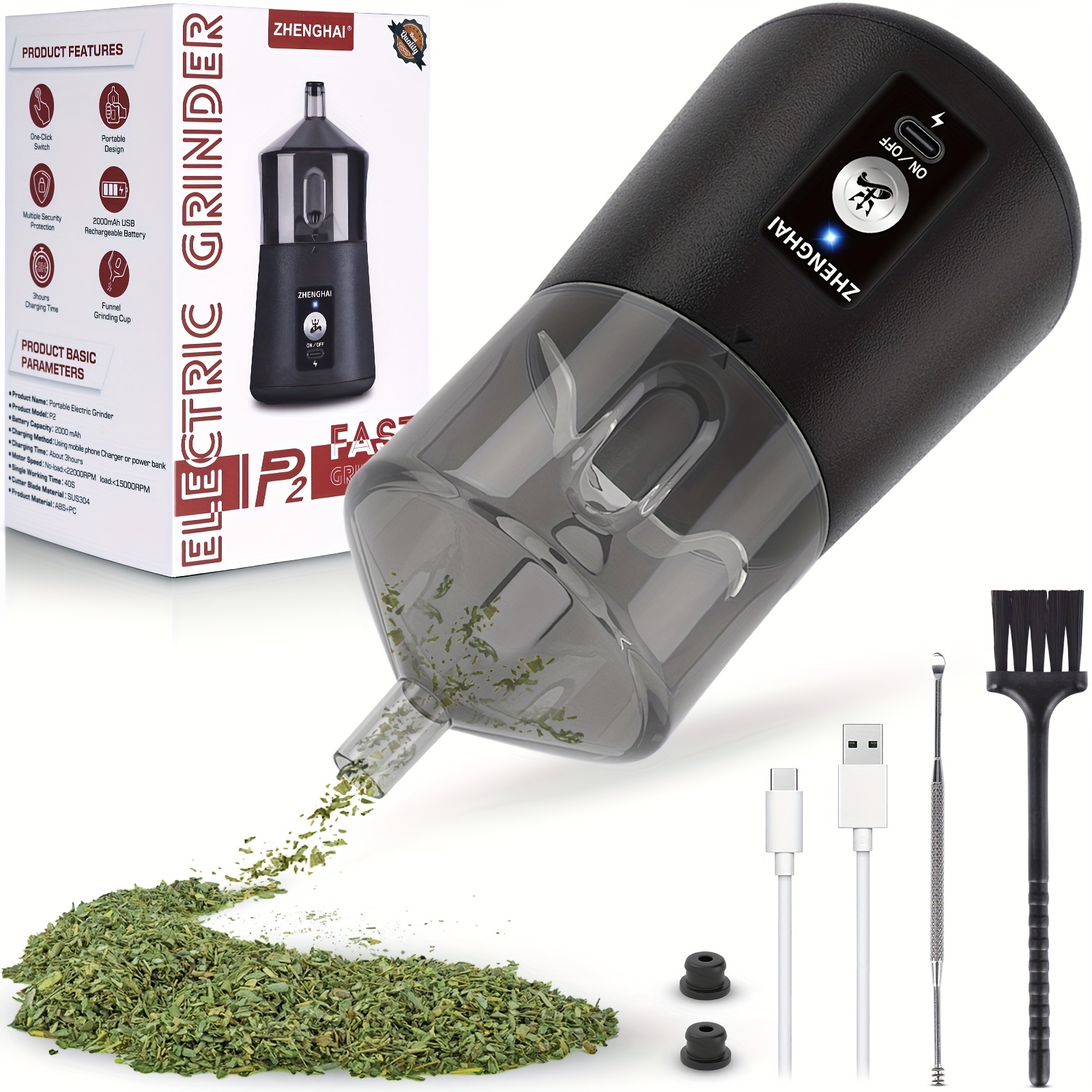 Grinders, Electric Grinder, Usb-c Rechargeable Grinders Automatic & Pulse  Two Modes, Portable Size, Easy On/off. With Cleaning Brush, - Temu Bulgaria