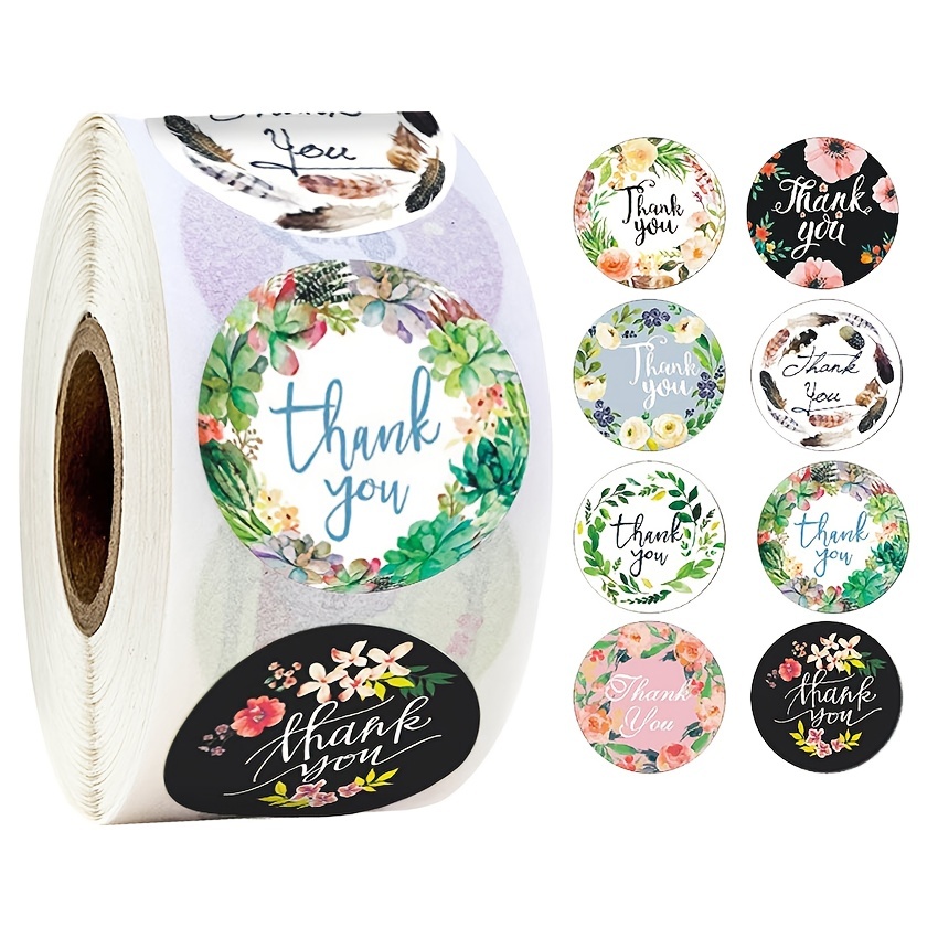 500pcs roll Thank You Stickers Round Adhesive Small Business Stickers Thank You Labels For Packaging Envelope Gift Bags Greeting Cards Wedding Parties Scrapbook